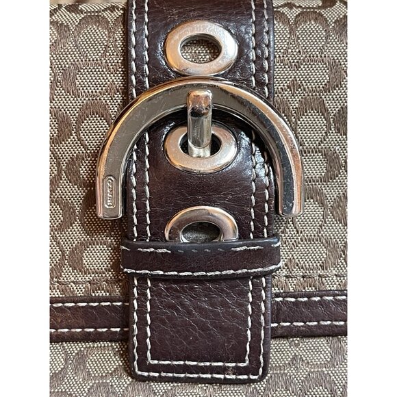 VTG Coach Signature C Brown Canvas Leather Buckle Wallet And Checkbook Holder - Picture 5 of 12